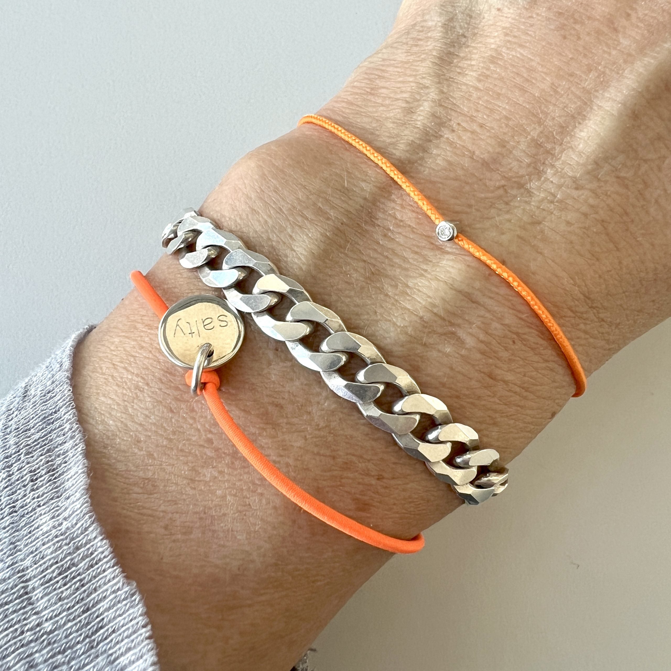 Lucky Bracelet Real Diamond black / grey / beige / dark green / dark blue / orange / red / light blue / chocolate in gold / silver