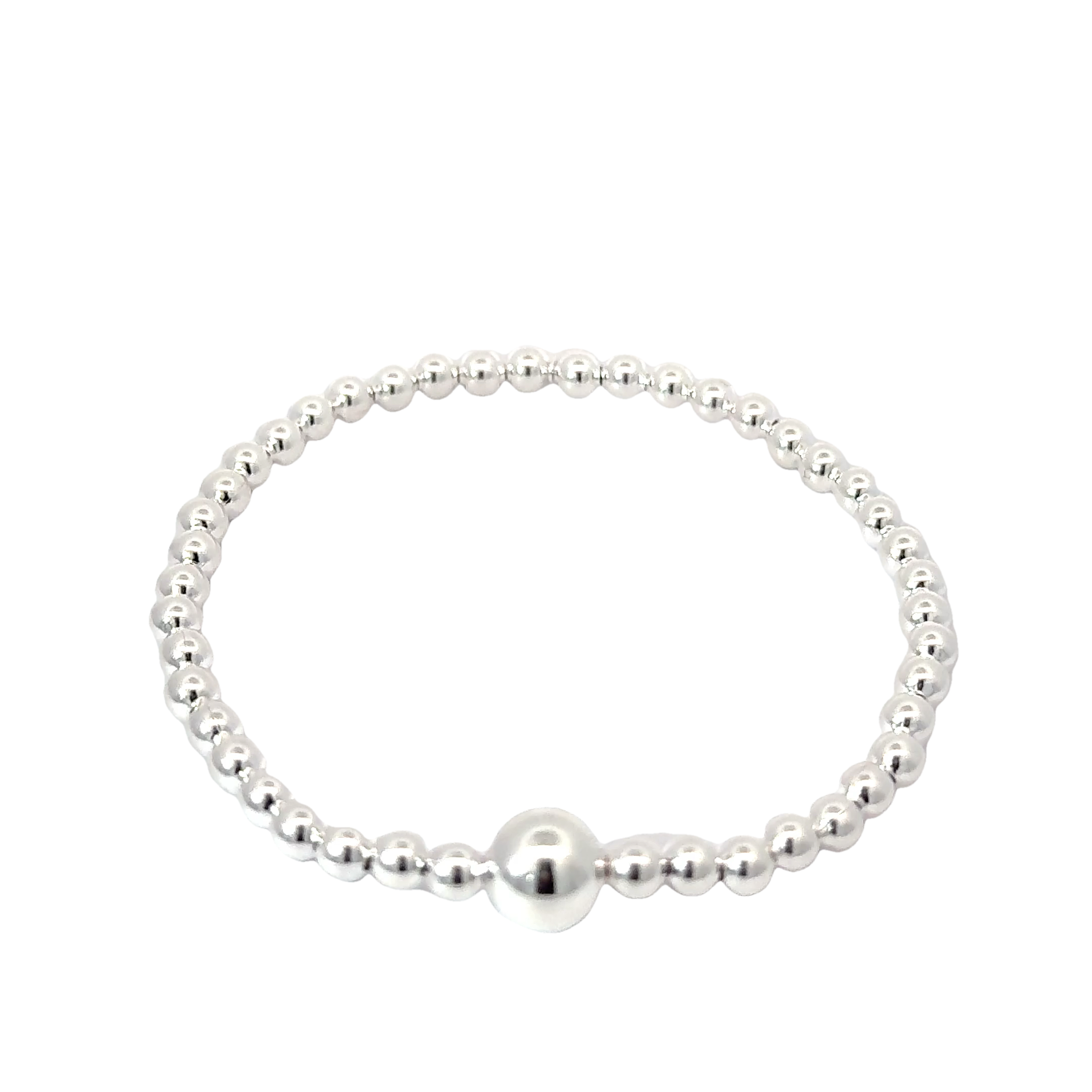 Silver pearl bracelet 4mm, one length, with thick ball