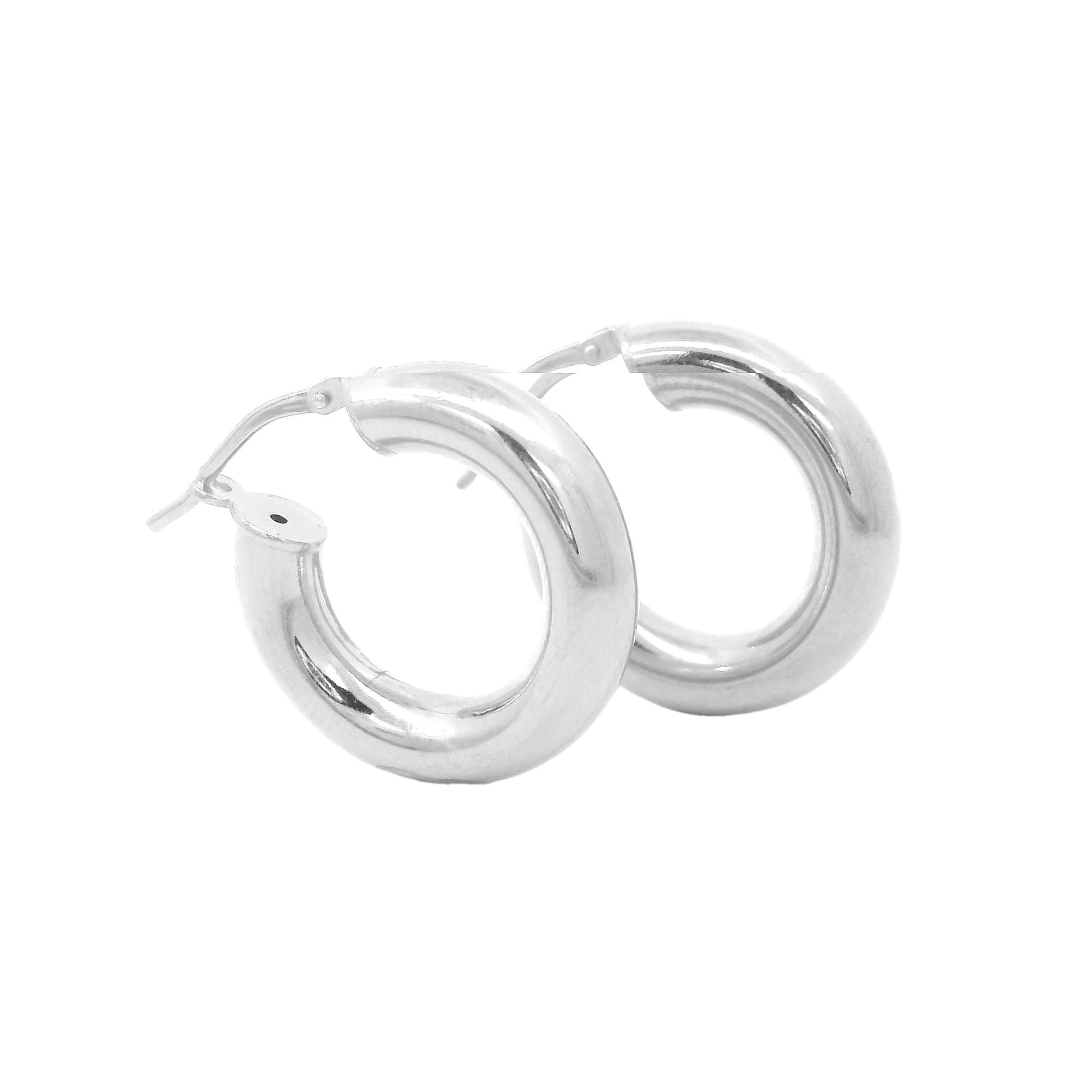 Thick, medium-sized, lightweight hoop earrings with bar for easy closing, 22mm * 5mm