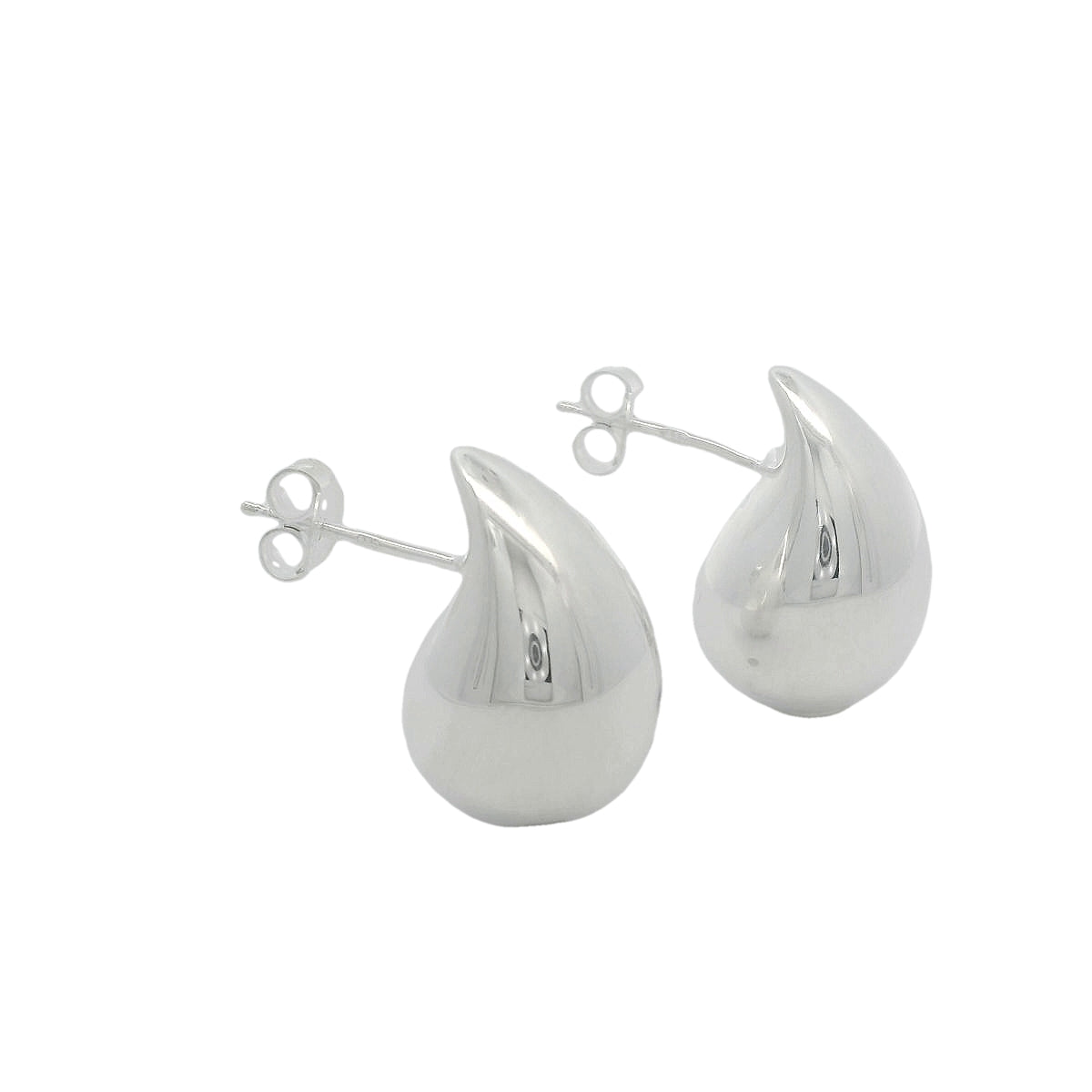 Large drop earrings DROP as plug 20mm * 14mm, silver, 3d optics, hollow, light