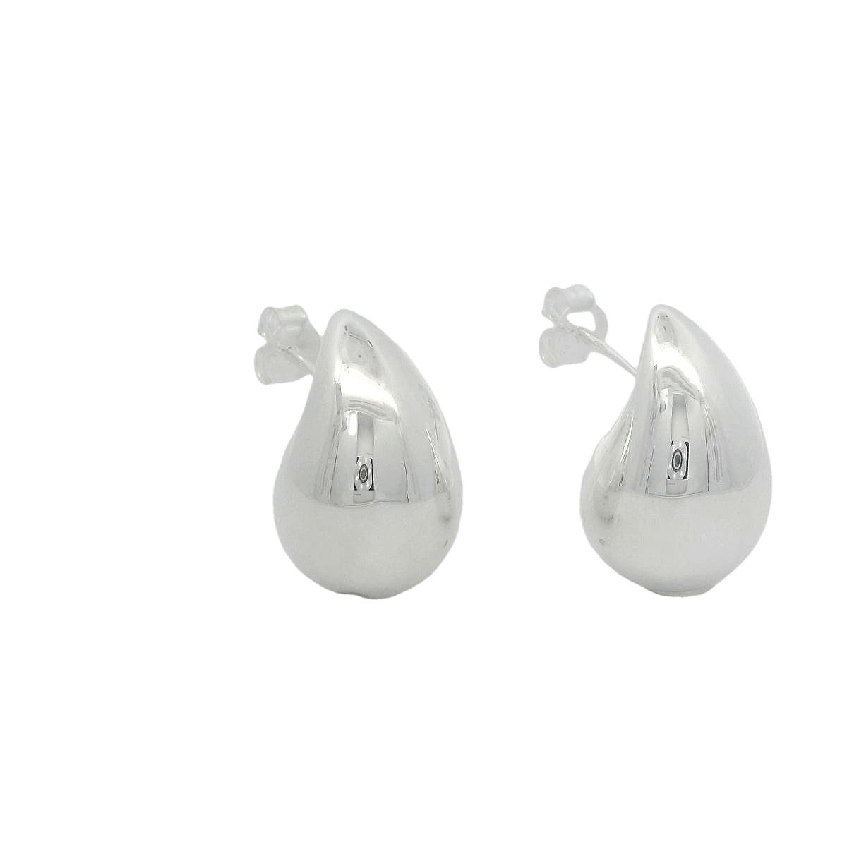 Große Tropfen Ohrringe DROP als Stecker 20mm * 14mm, silber, 3d Optik, hohl, leicht