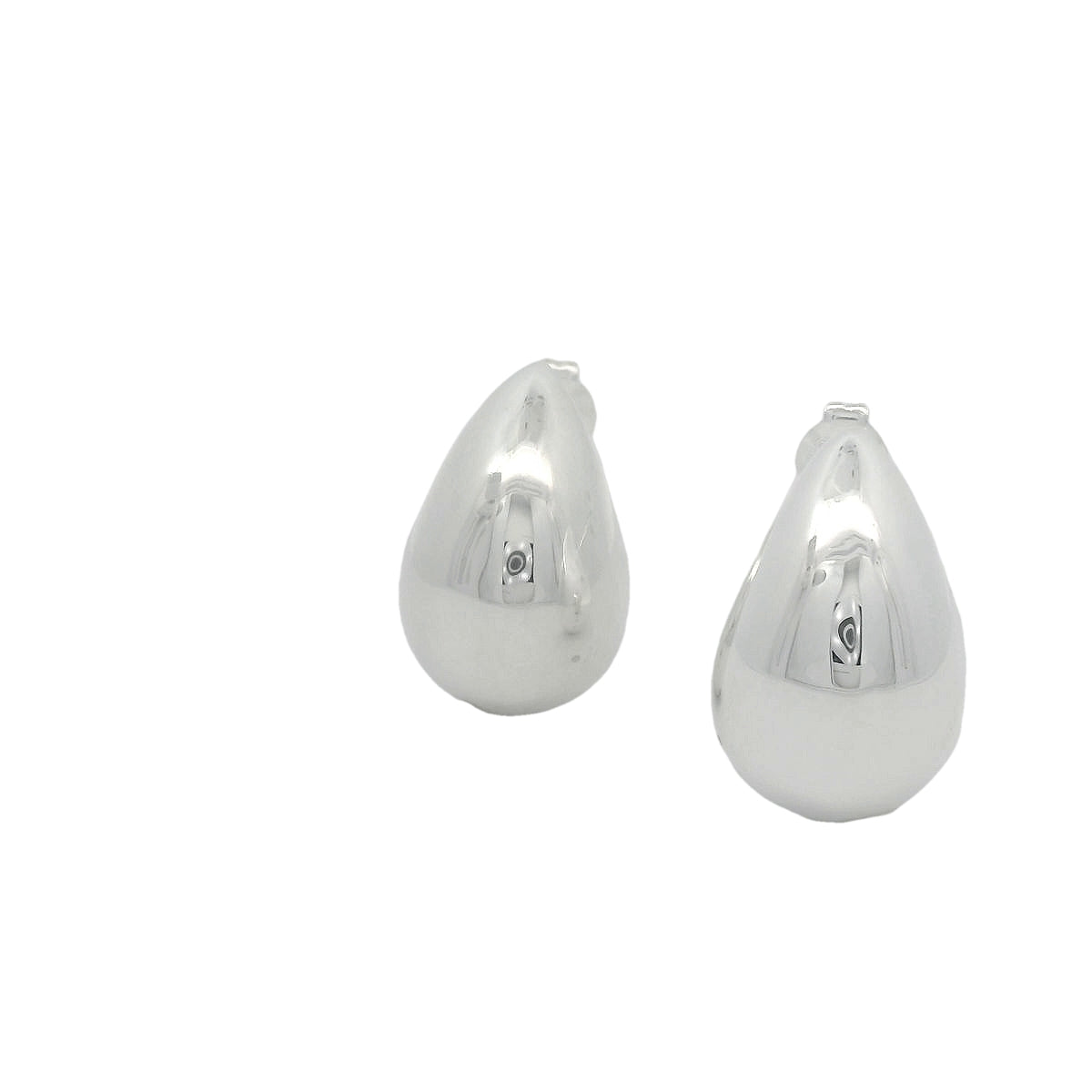 Large drop earrings DROP as plug 20mm * 14mm, silver, 3d optics, hollow, light