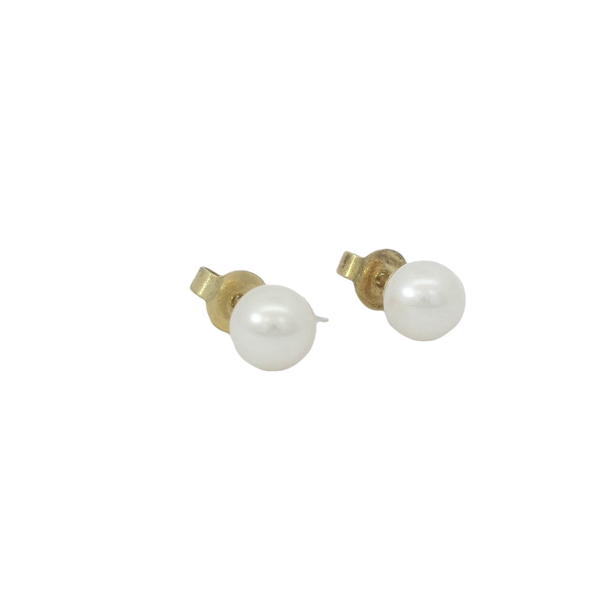 Große, weisse Süsswasser Perlen Stecker 6mm