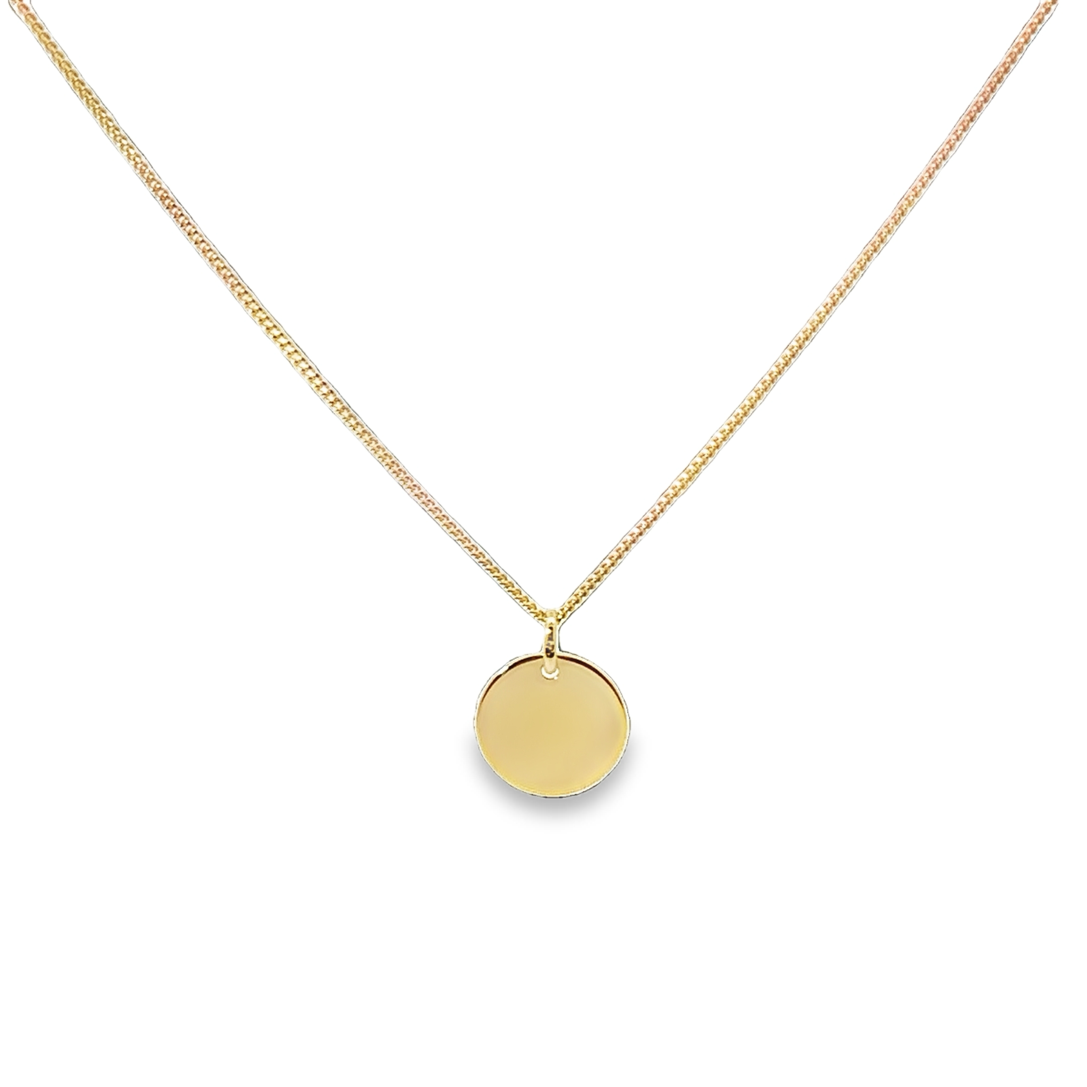 Feine, flache Gliederkette 'Barcelona' mit/ohne Anhänger Plakette