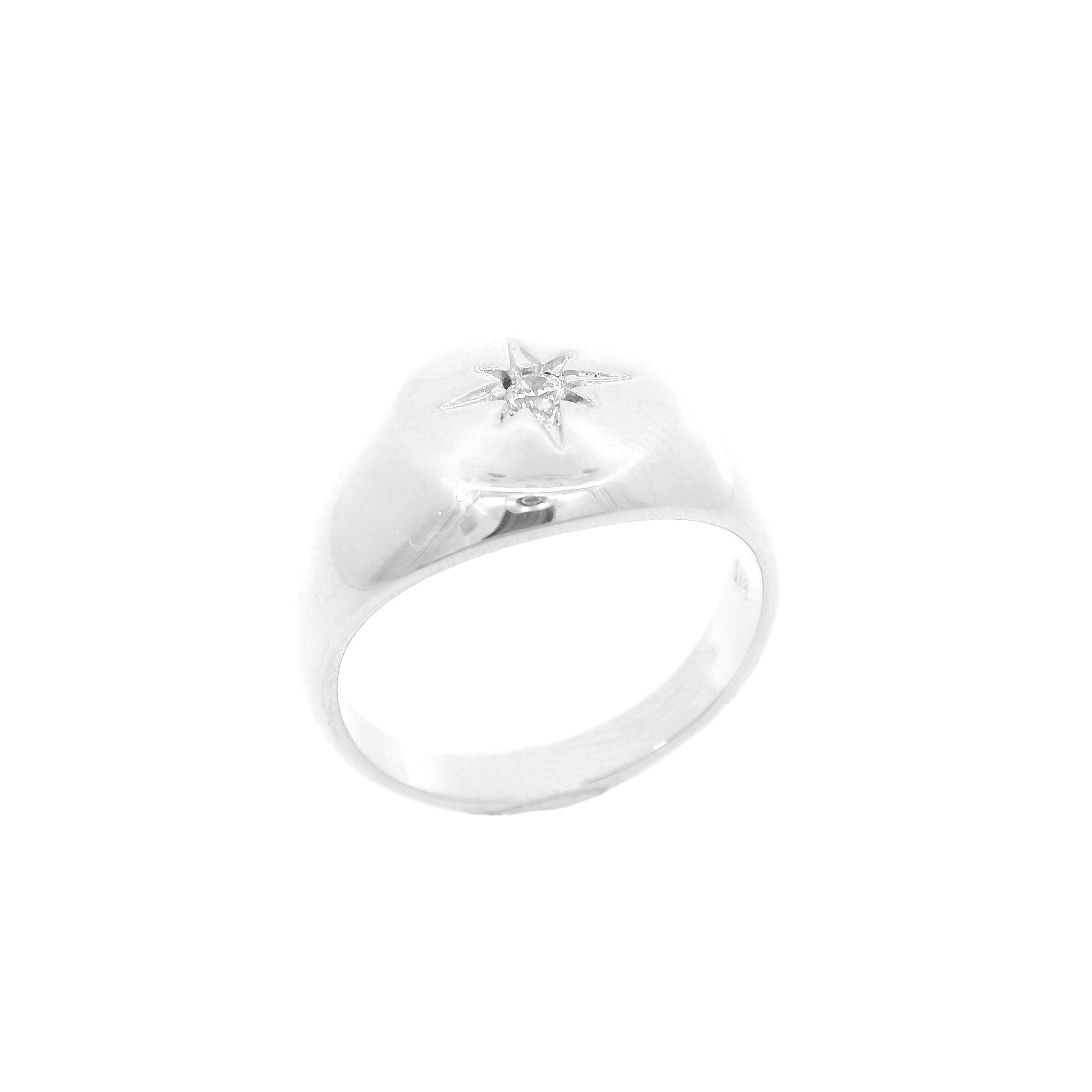 Large Signet Ring Diamond Compass