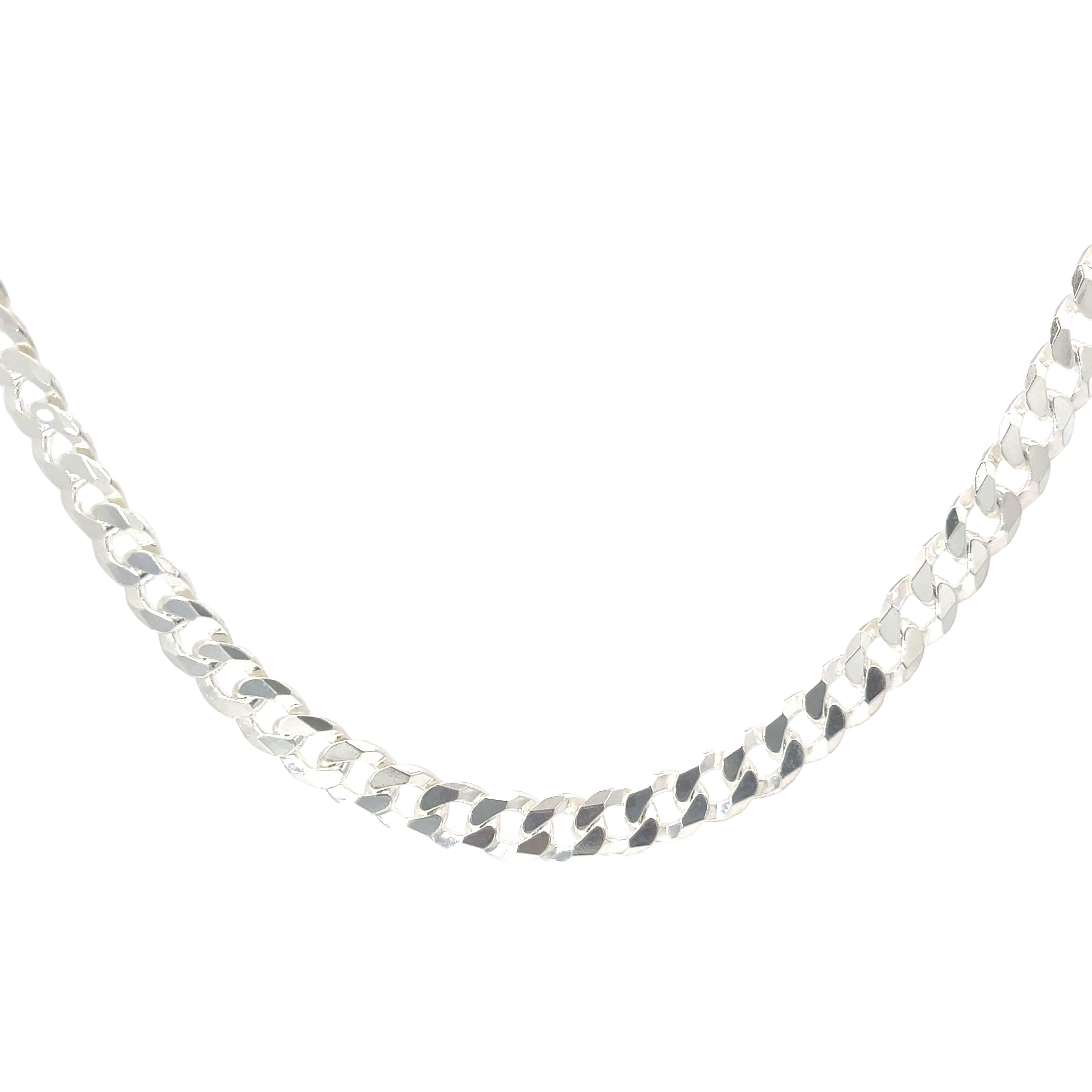 Thick, flat link chain 'Madrid' silver