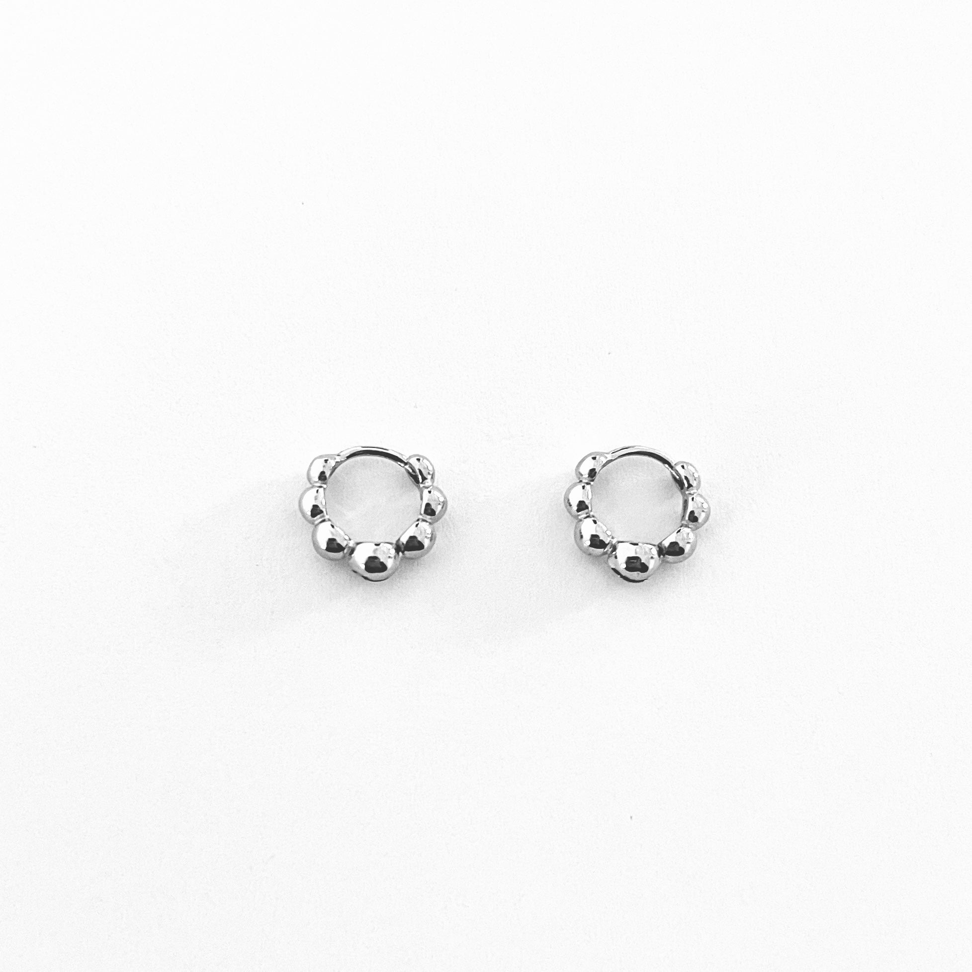 Small Hoop Earrings Balls Pair Silver / Gold