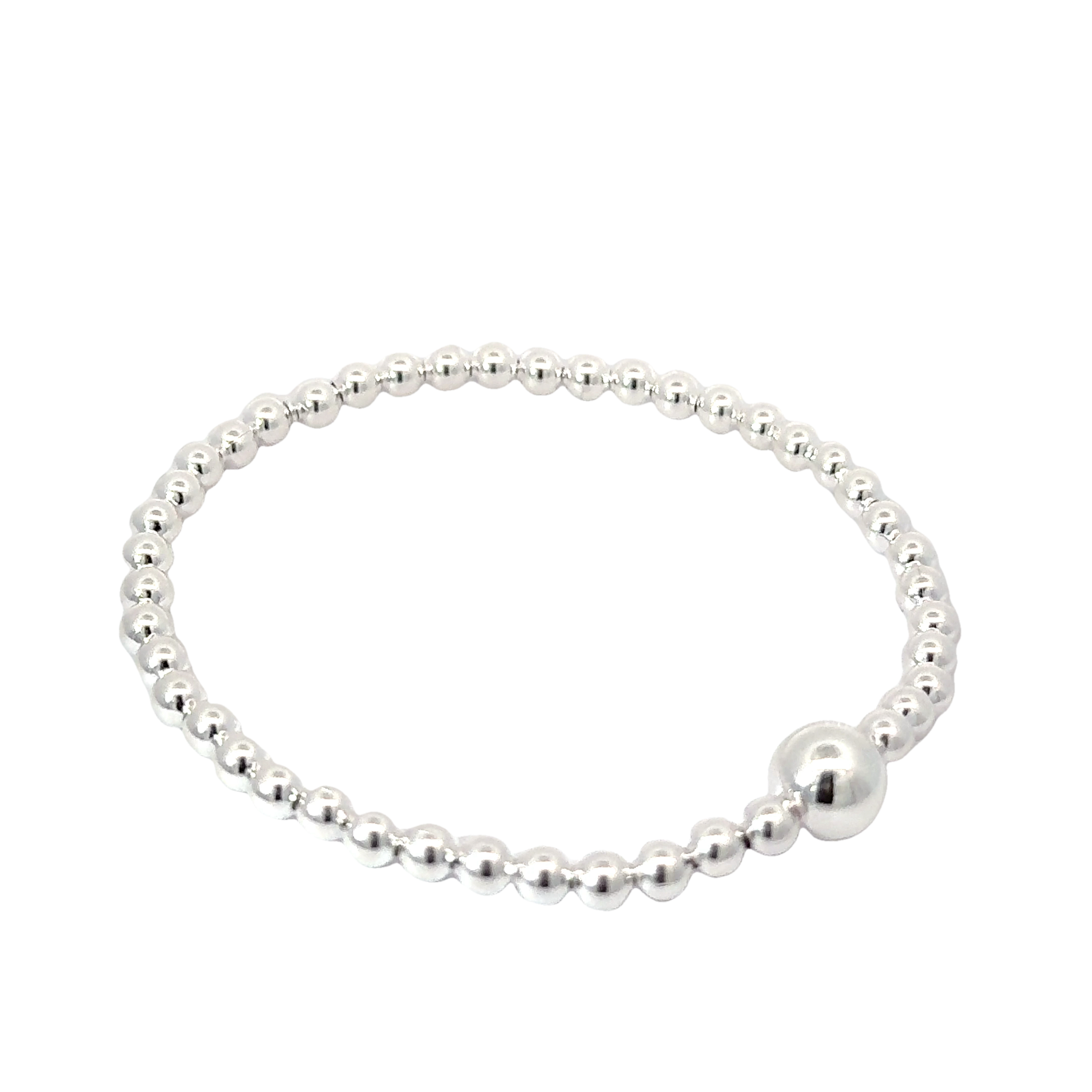 Silver pearl bracelet 4mm, one length, with thick ball