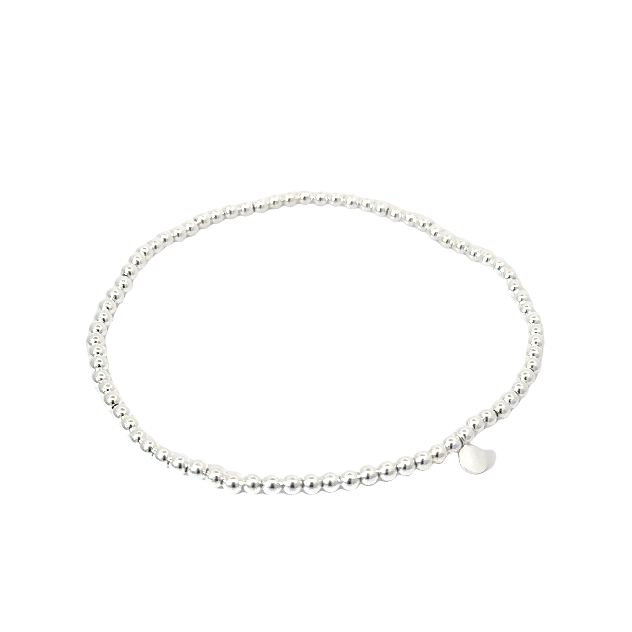 Fine Silver Beaded Bracelet 2.5mm, One Length