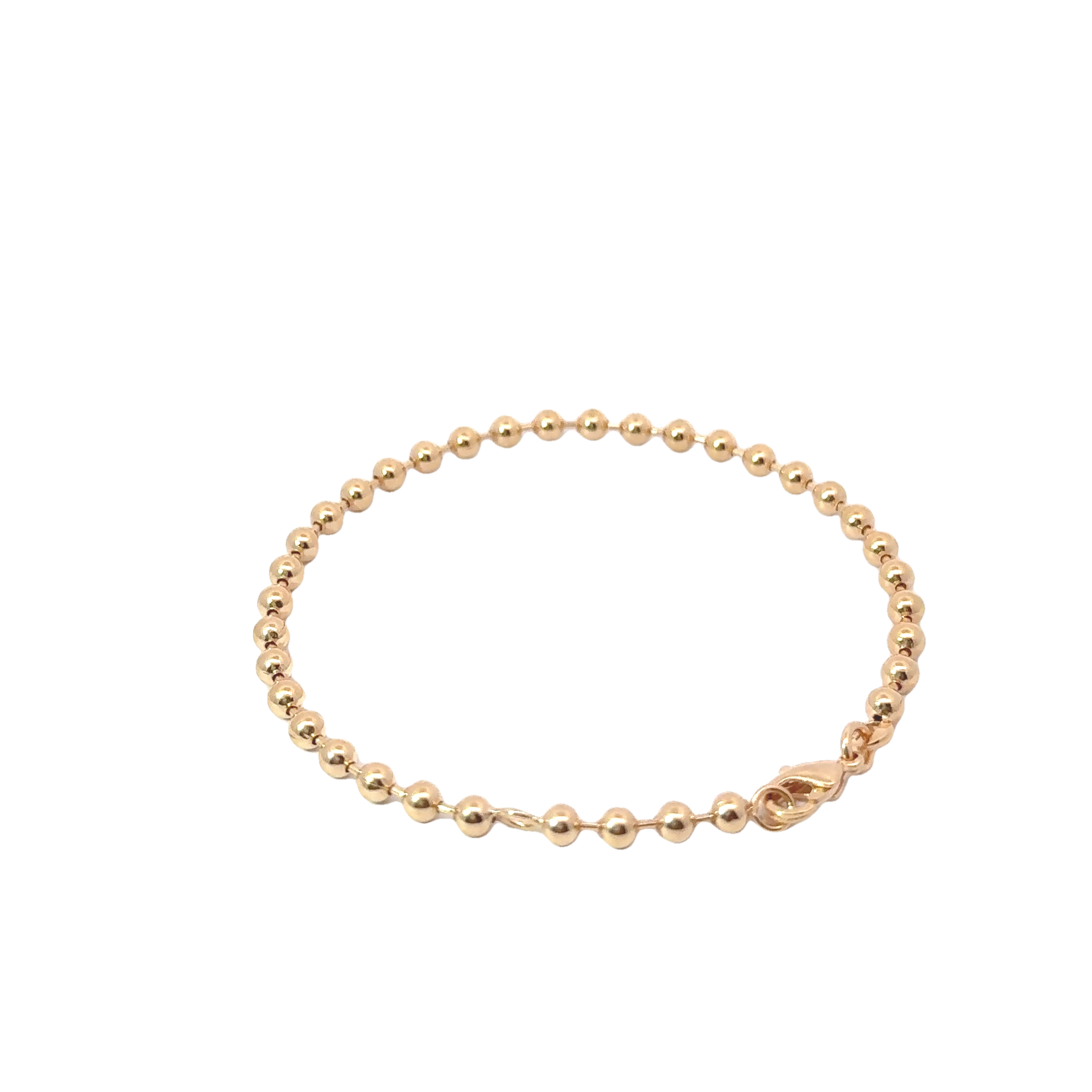 Ball chain bracelet gold 3mm with / without 15mm pendant plaque