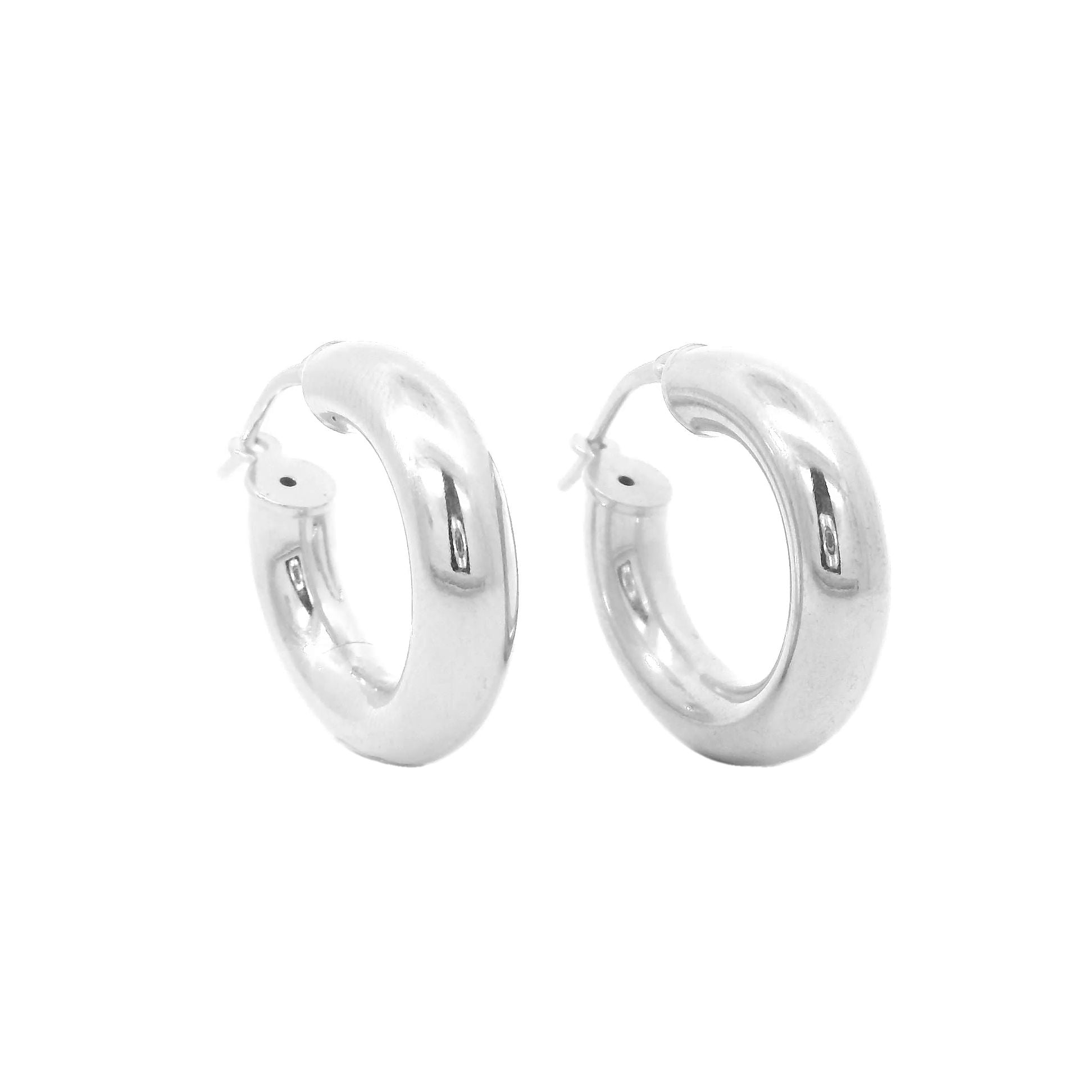 Thick, medium-sized, lightweight hoop earrings with bar for easy closing, 22mm * 5mm