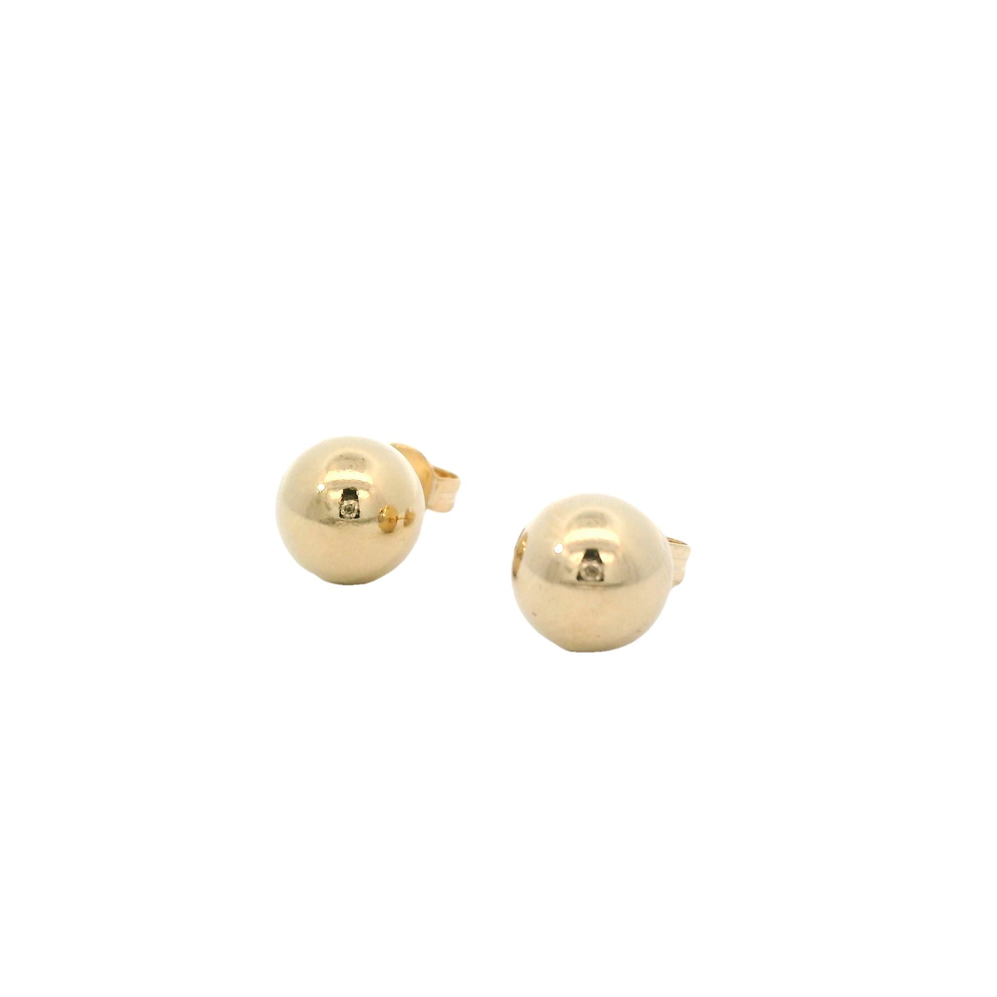 Thick, large ball stud earrings pair silver / gold 8mm