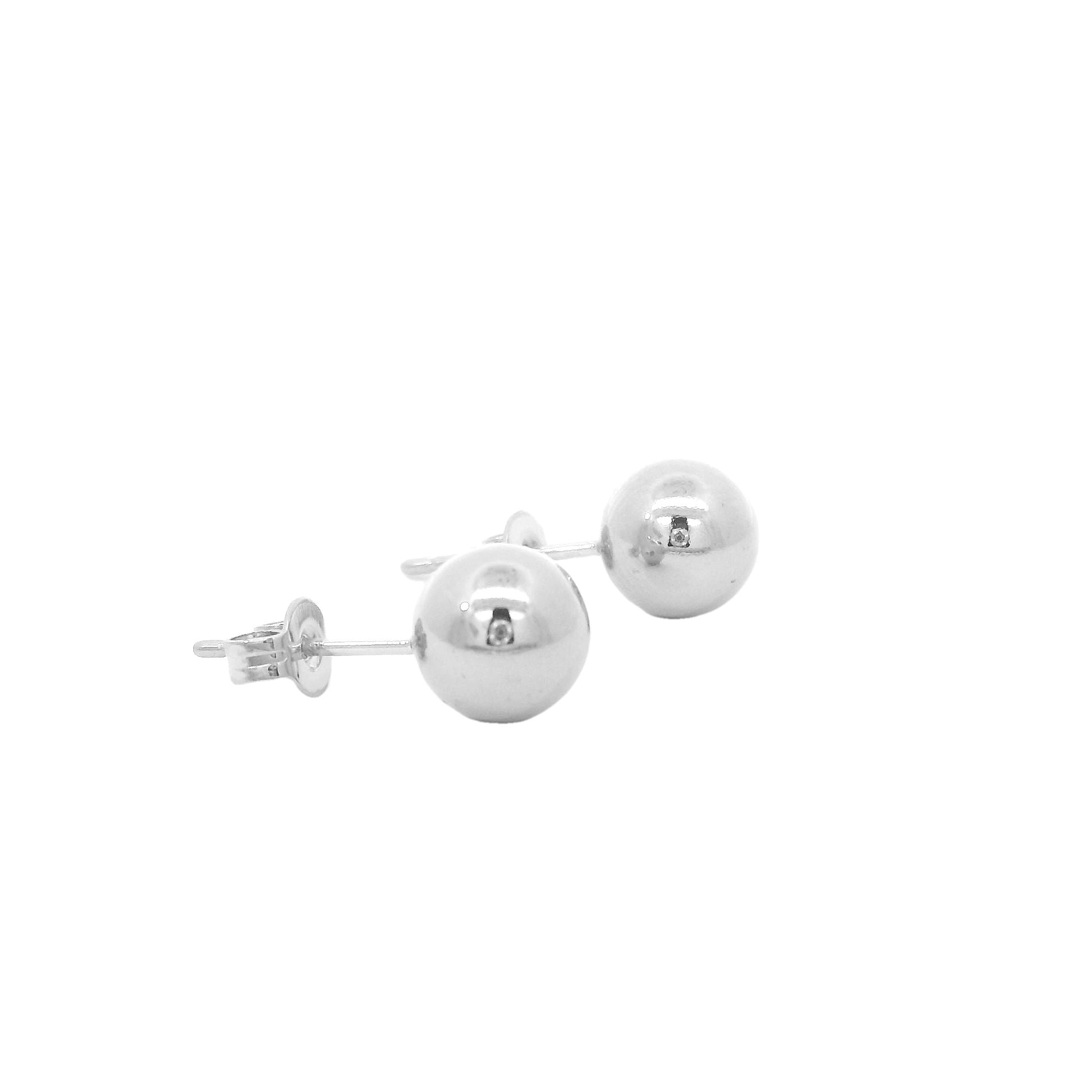 Thick, large ball stud earrings pair silver / gold 8mm