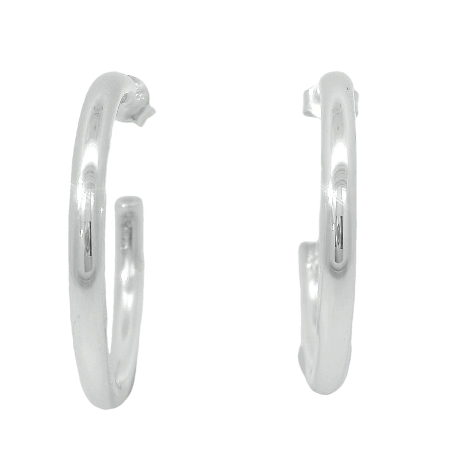 Medium thick, large XL, lightweight hoop earrings with plug, 30mm * 3mm, silver, statement hoop earrings