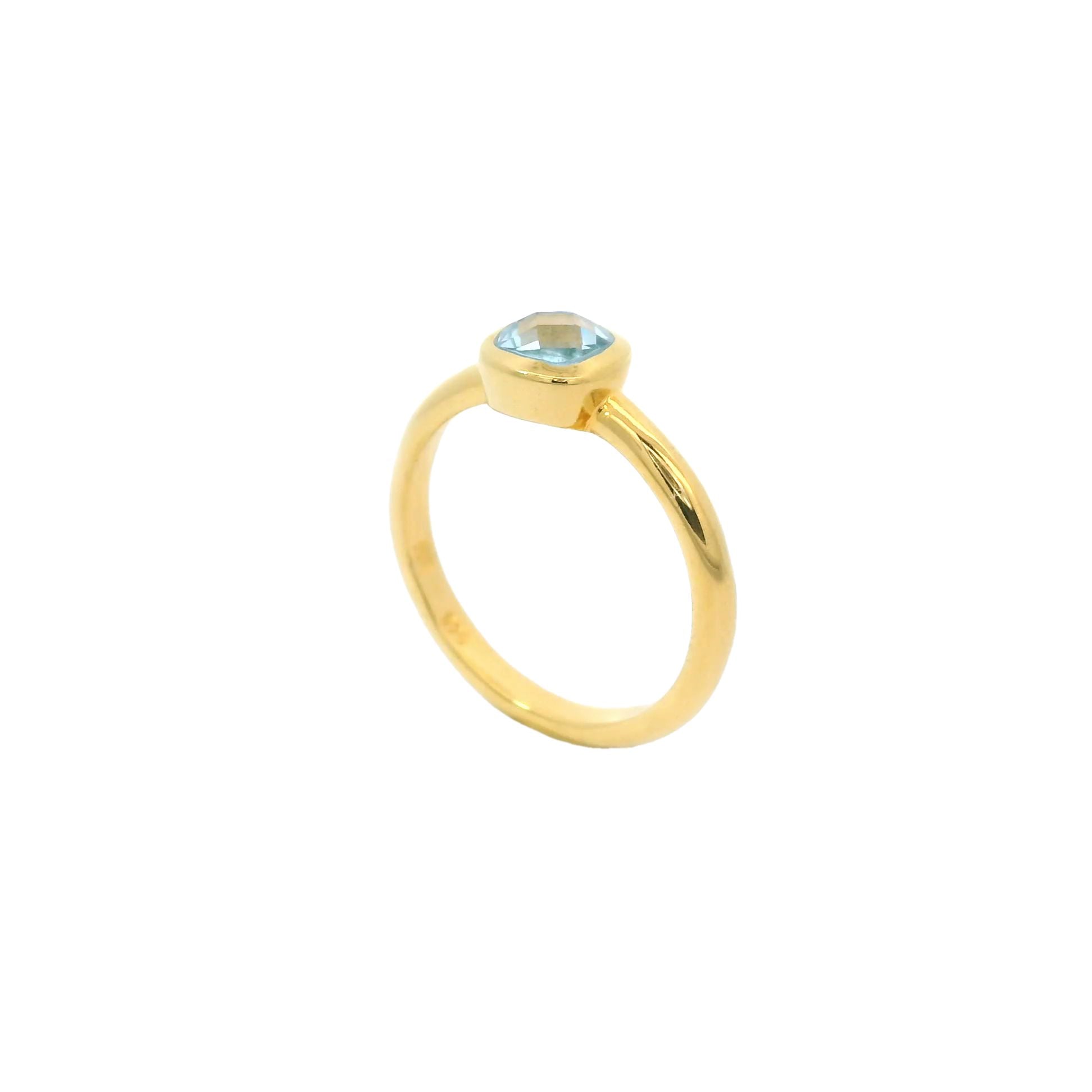 Cocktail Ring Edelstein Blau Topas, Citrin